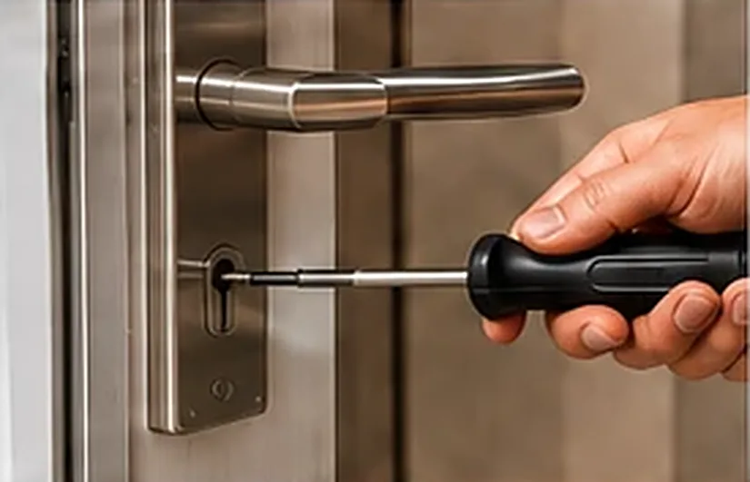 Réglage d'une serrure de porte avec un tournevis